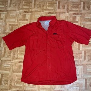 Large orange Columbia GRT short sleeve  button up